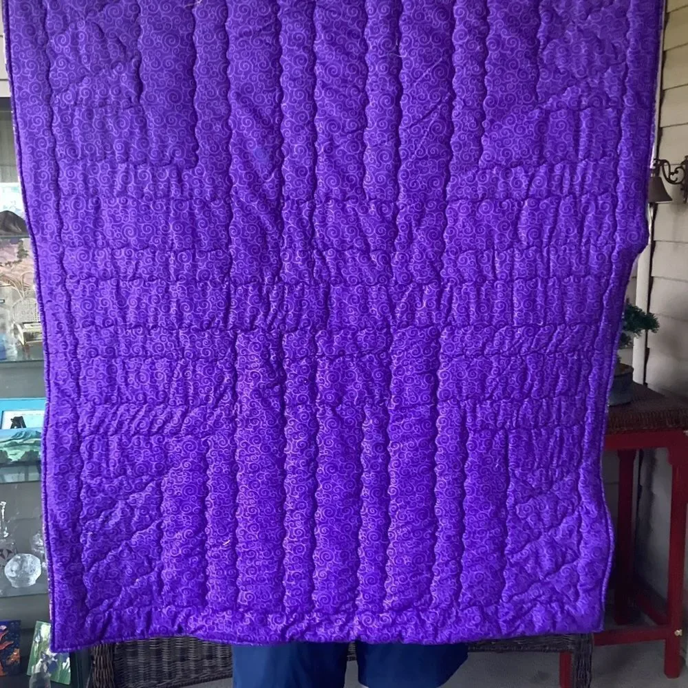 NWT Hand Crafted Purples and White Quilt